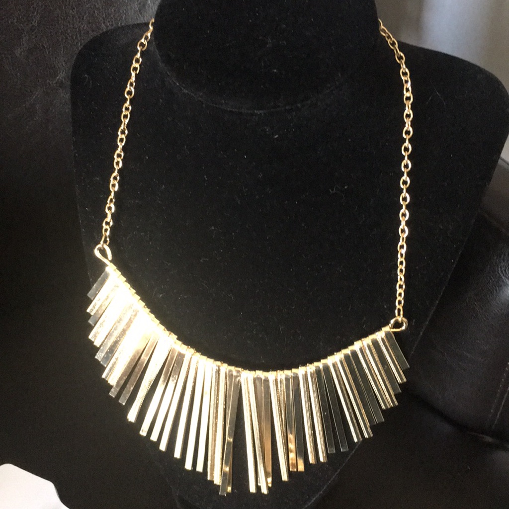 New Multi Color Metals Statement Necklace